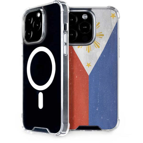 Philippines Flag Distressed iPhone 15 Pro MagSafe Case